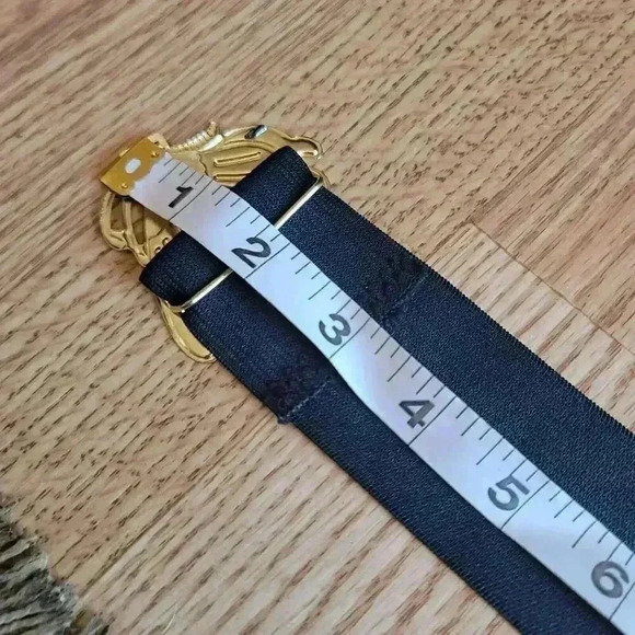 VTG 1980s Butterfly Enameled Buckle Stretch Belt  Black Size XL  41in End To End - Picture 6 of 9